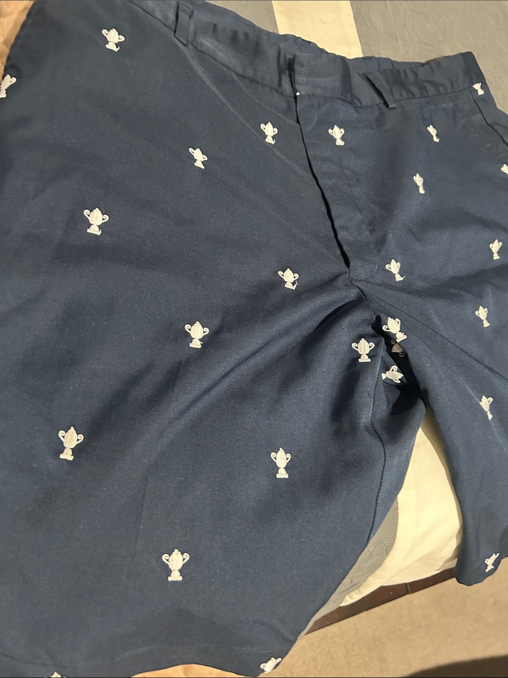 Walter Hagen Navy Blue Trophy Embroidered Men’s Flat Front Shorts